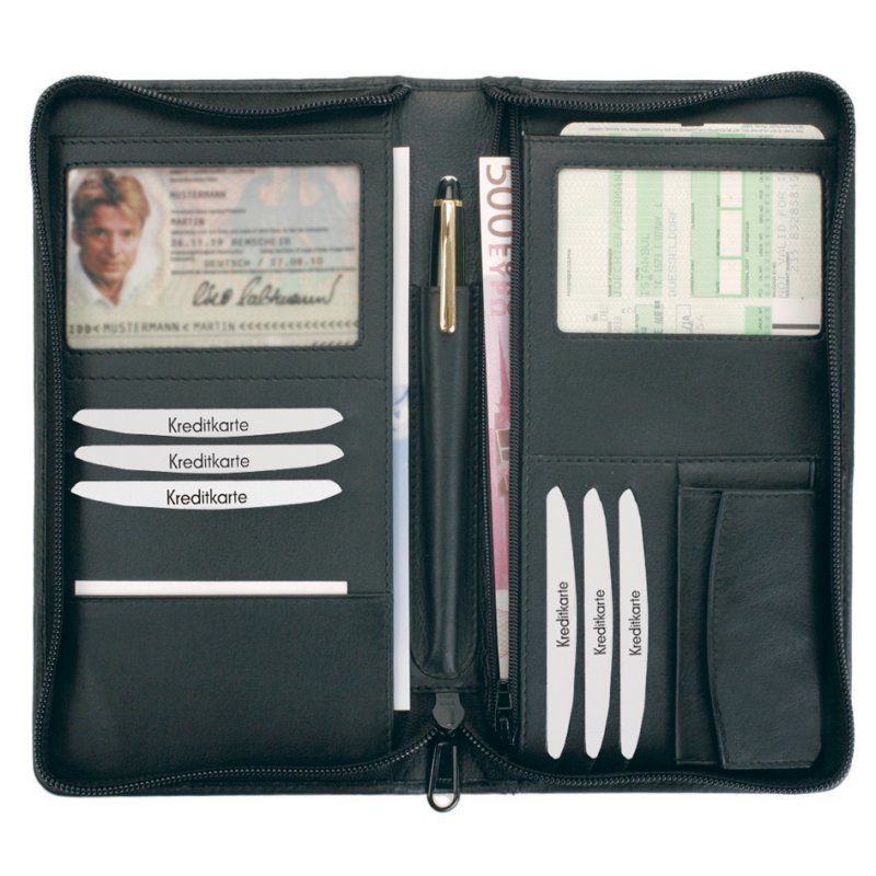 Alassio reisdocumentenhouder RFID Document Safe, leer, zwart