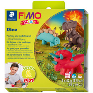 FIMO kids boetseerklei set Dino thema Level 2, ovenhardend, 4×42 g