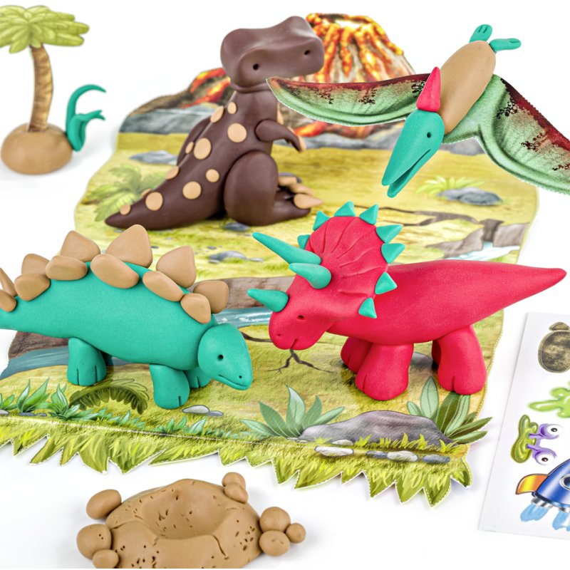 FIMO kids pâte à modeler set Dino thème Level 2, durcissable au four, 4×42 g