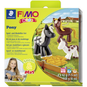 FIMO kids boetseerklei set Form & Play Pony, Level 2, ofenhardend, 4×42 g
