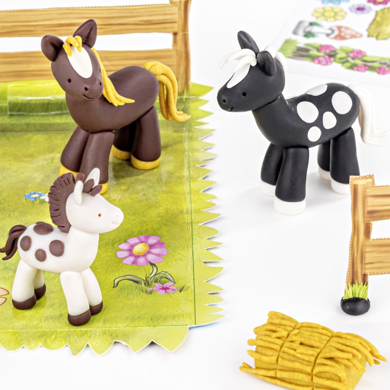 FIMO kids boetseerklei set Form & Play Pony, Level 2, ofenhardend, 4×42 g