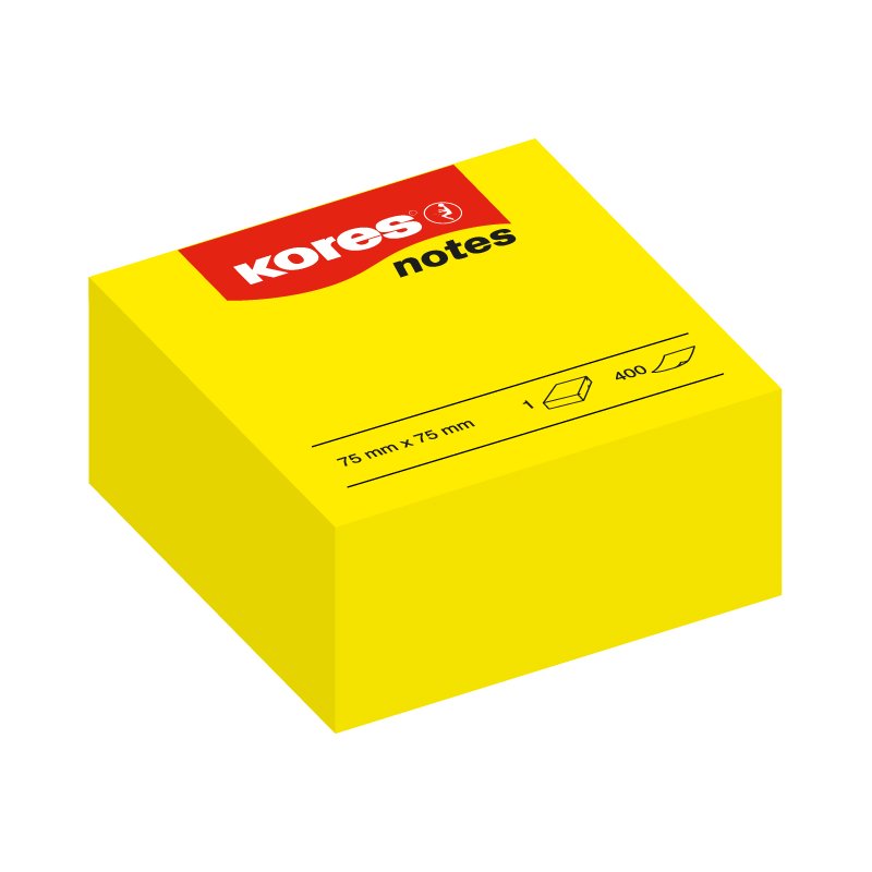 Kores bloc de mémos cube notes, 75×75 mm, jaune, 400 feuilles
