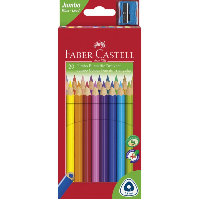 Faber-Castell crayons de couleur Jumbo, triangulaires, 175 mm, étui de 10