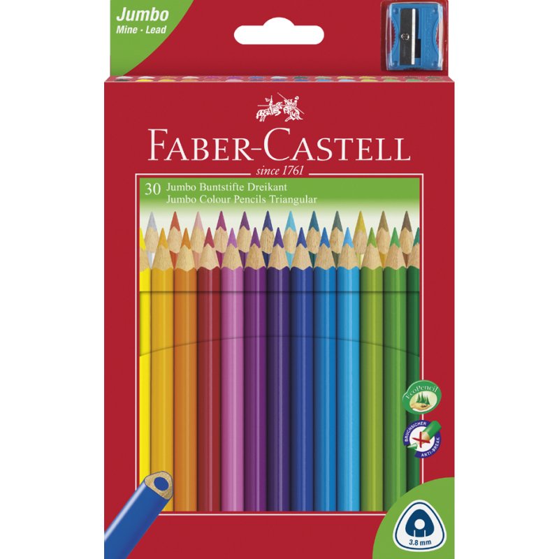 Faber-Castell crayons de couleur Jumbo, triangulaires, 175 mm, étui de 10