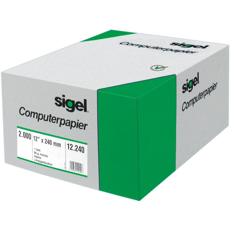 Sigel papier informatique continu, 240×102 mm, blanc, 3000 feuilles