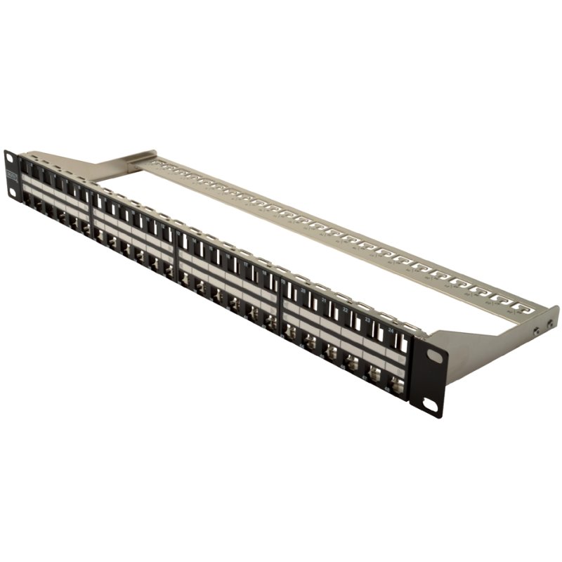 DIGITUS Panneau de brassage modulaire 19 pouces Cat.6A, 48 ports, noir, 1 HE