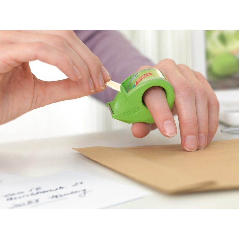 tesa ecoLogo Mini distributeur de ruban adhésif, rechargeable, comprend eco & clear tape