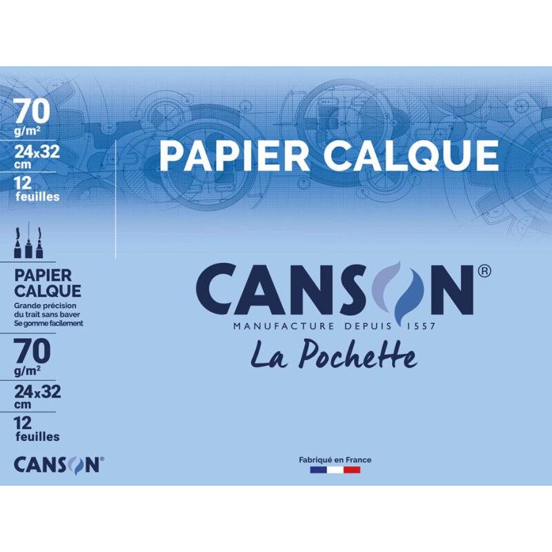 CANSON papier transparent satiné, A3, 70 g/m², 10 feuilles