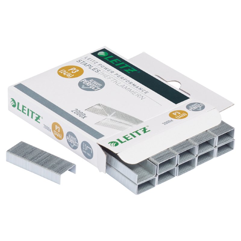 LEITZ agrafes 24/6 Power Performance P3, argent, 2000 pièces