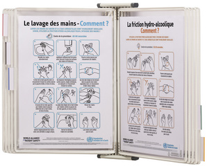 djois wanddisplay STERIFOLD, A4, lichtgrijs, 10 antimicrobiële draaipanelen