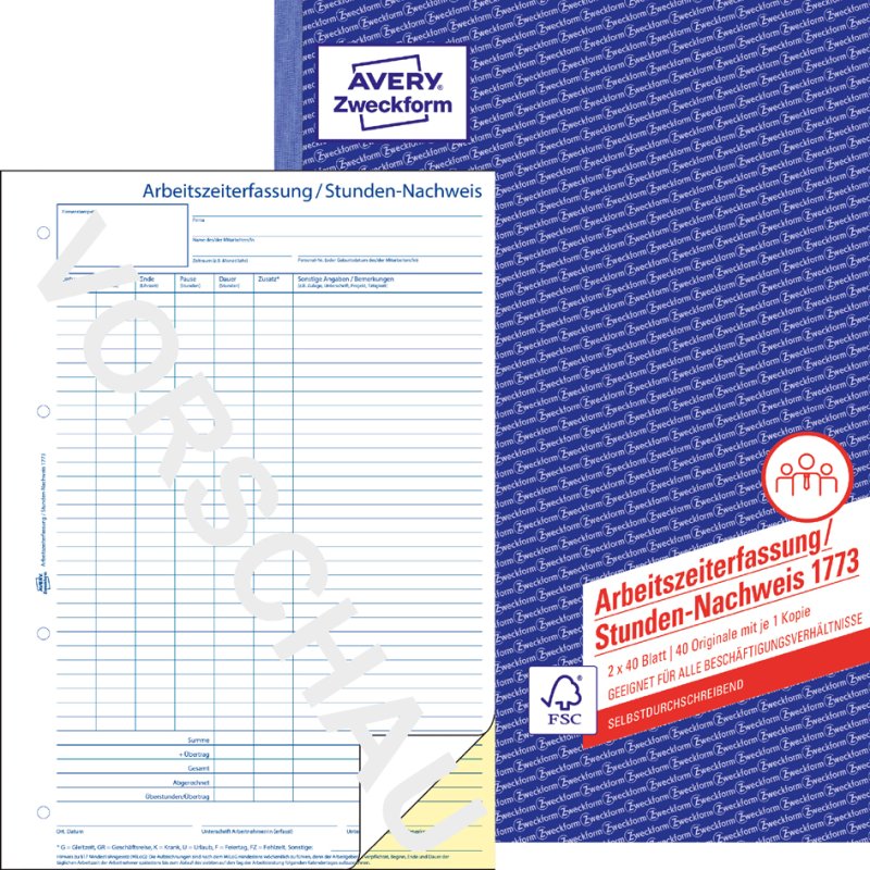 AVERY Zweckform carnet de paie mini-jobs, A4, 50 feuilles, imprimé recto-verso