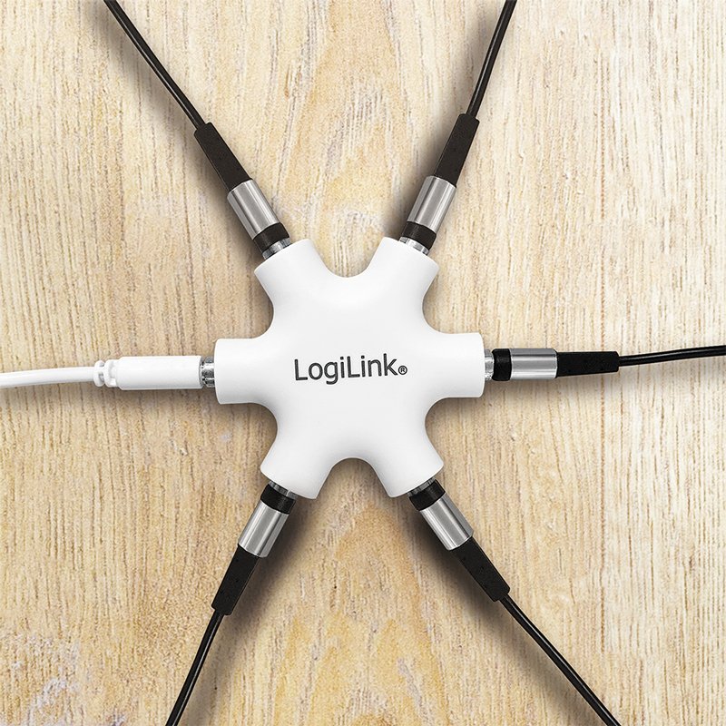 LogiLink répartiteur audio LogiStar, blanc, 5 casques, 6x 3,5 mm jack