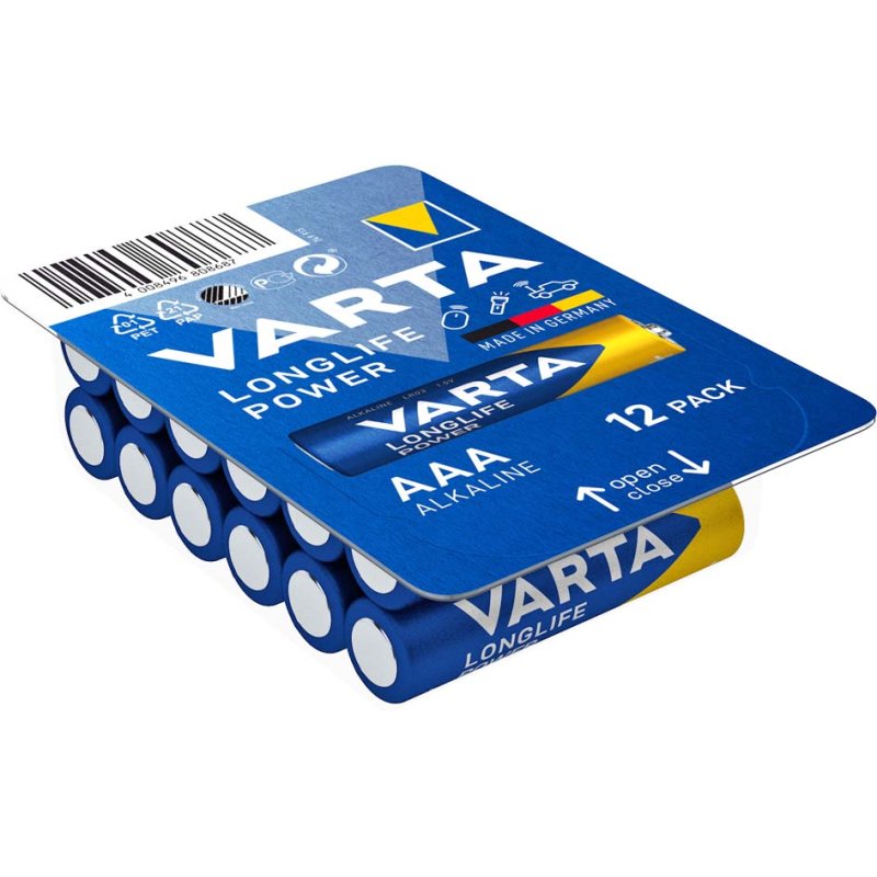 VARTA Alkaline batterijen Longlife Power Big Box, AAA, 1,5 volt, 12 stuks