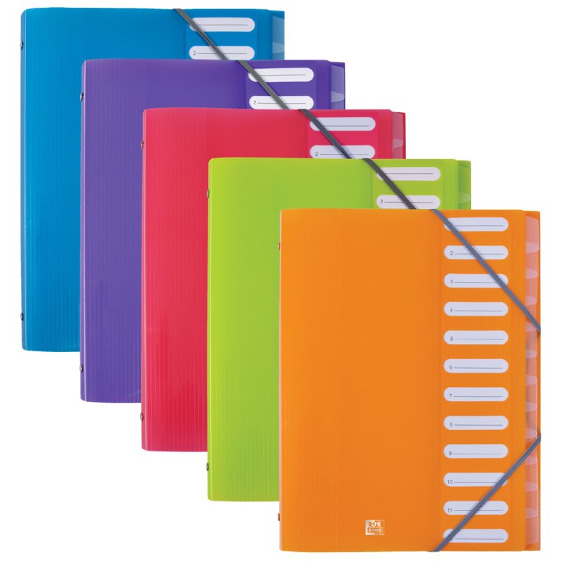 Oxford Chemise de Classement School Life, 8 compartiments, A4, onglets transparents