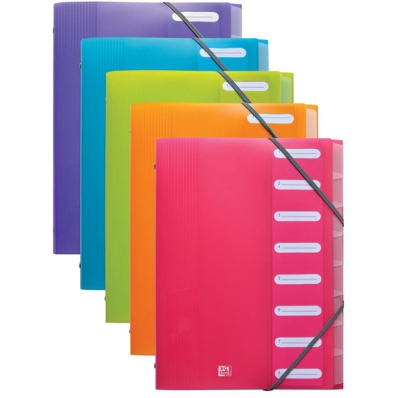 Oxford Chemise de Classement School Life, 8 compartiments, A4, onglets transparents