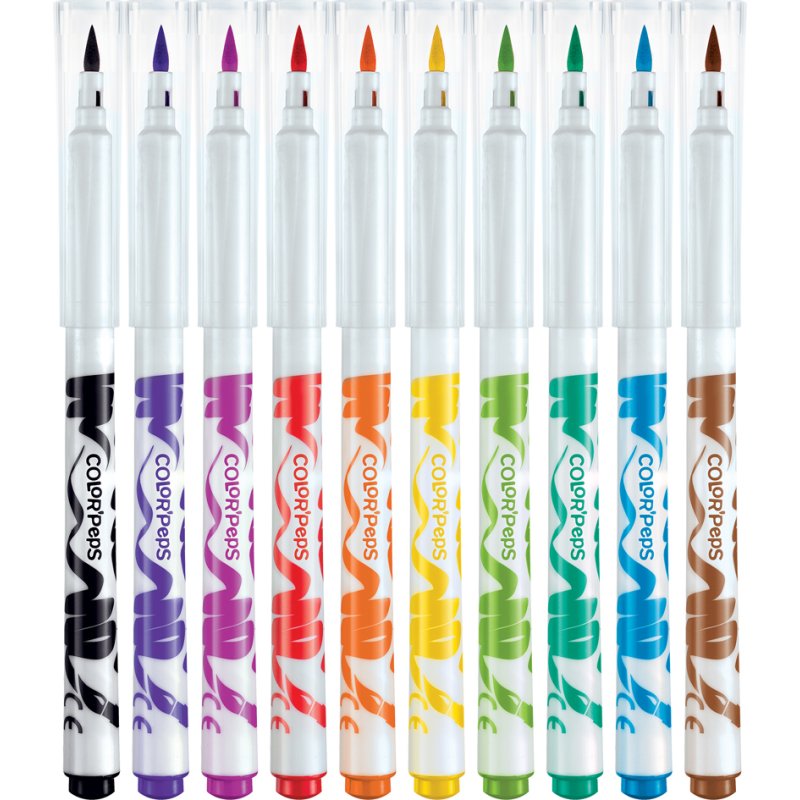 Maped feutres couleur, pointe pinceau 2,8 mm, lavables, 10 pièces