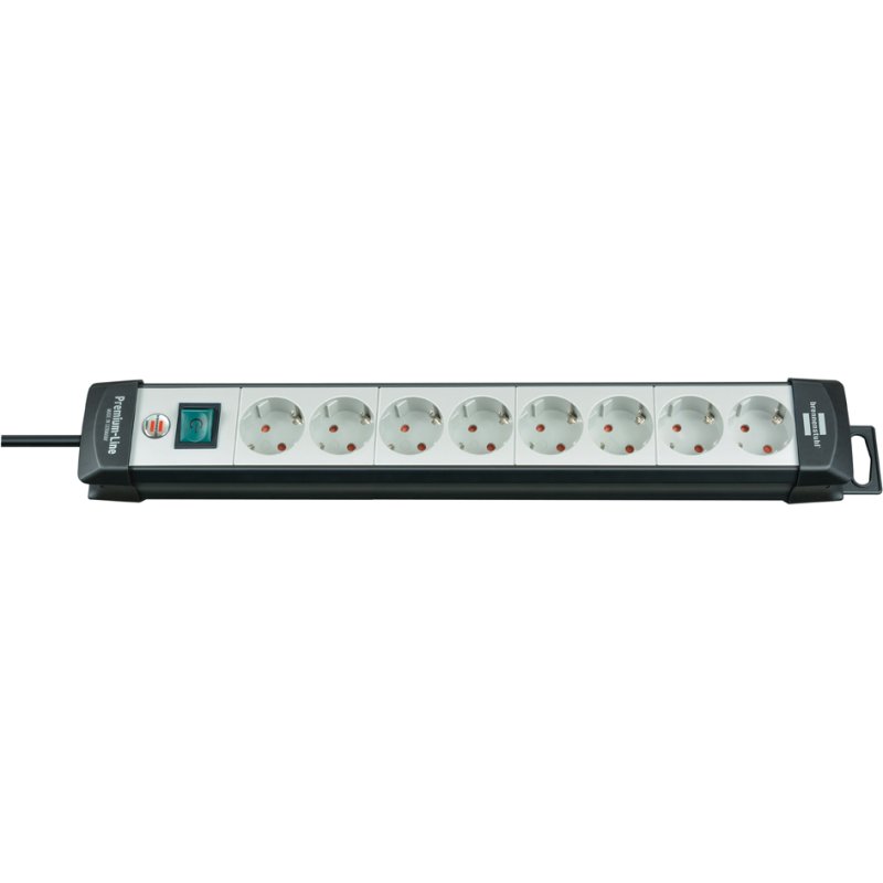 Brennenstuhl power strip Premium-Line, 8-way, black/light grey, 3 m cable
