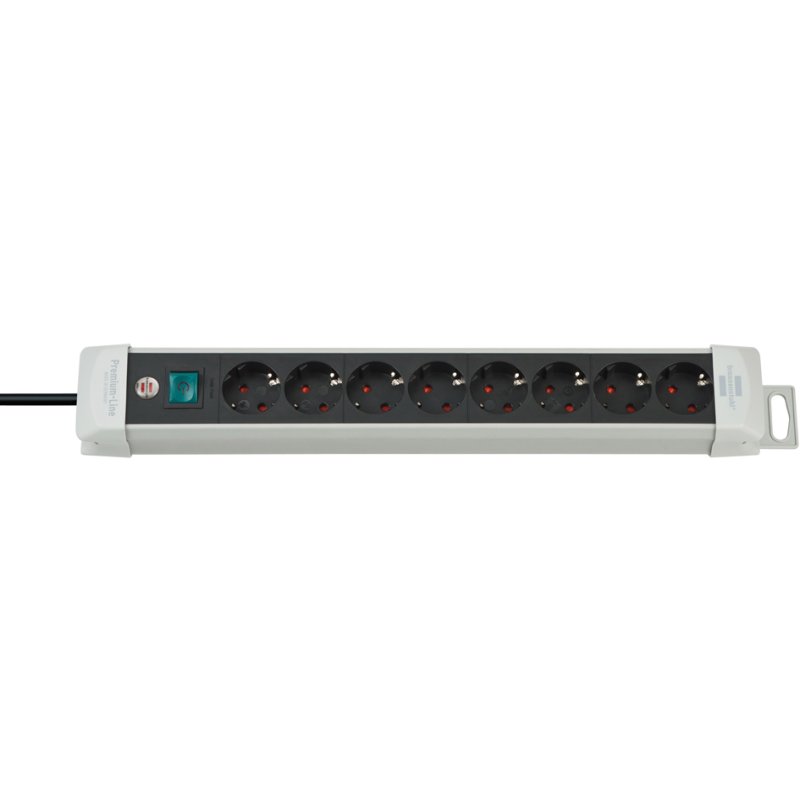 Brennenstuhl power strip Premium-Line, 8-way, black/light grey, 3 m cable
