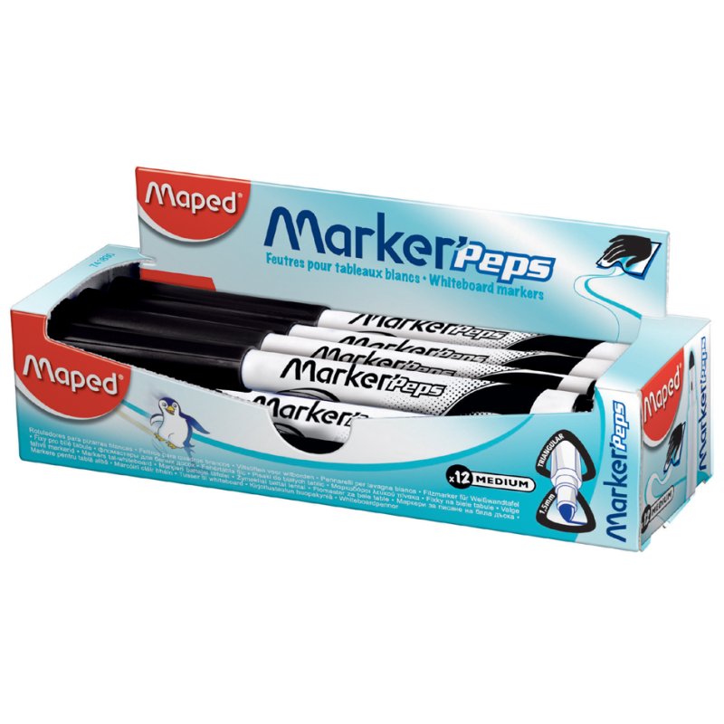 Maped whiteboard markers, black, 1.5 mm, 12 pieces