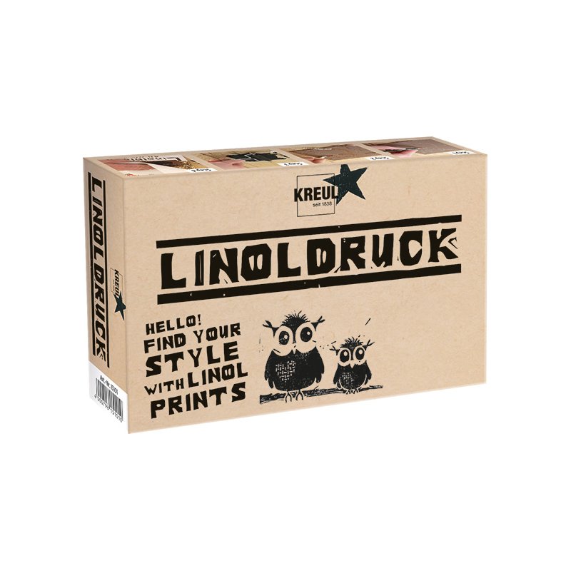 KREUL set de gravure sur linoléum créatif, base aqueuse, noir, DIN A6