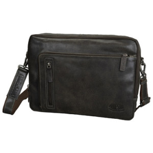 PRIDE&SOUL leren schoudertas KING, bruin, 15 inch laptopvak