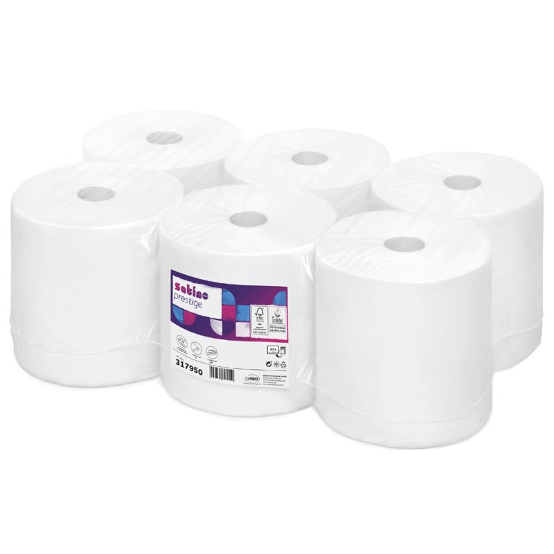 satino by wepa handdoekrollen Prestige, 2-laags, wit, 150 m, 6 stuks