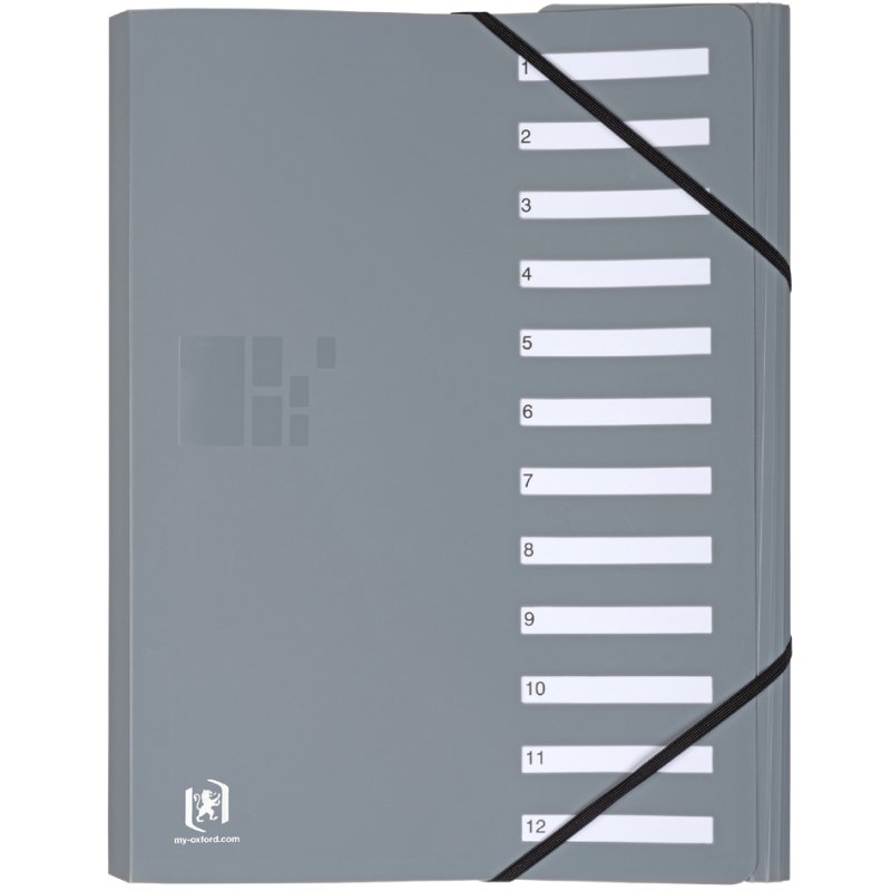Oxford A4 monthly business folder set, 1–12 months, grey