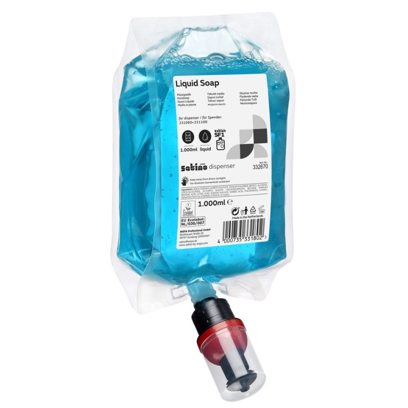 satino by wepa vloeibare zeep, navulzak, blauw, 1 liter