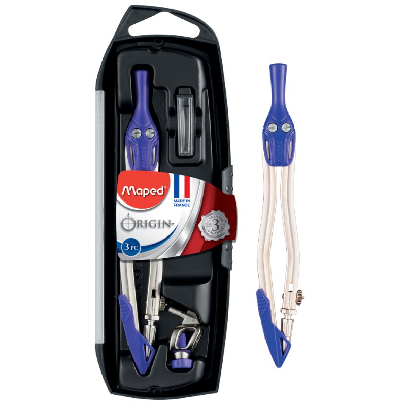 Maped set de compas Origin, 3 pièces, assortiment coloré