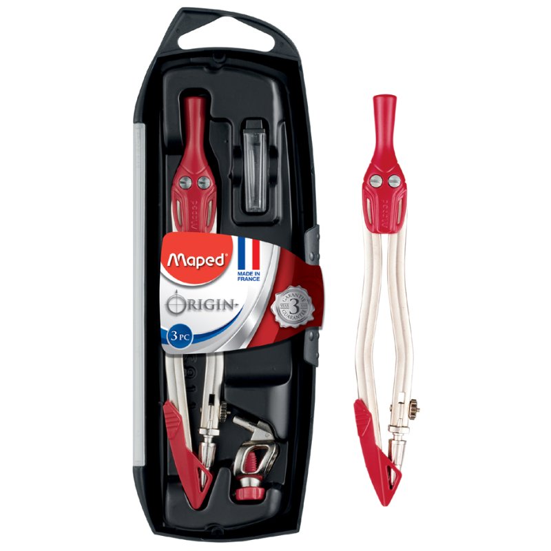Maped set de compas Origin, 3 pièces, assortiment coloré