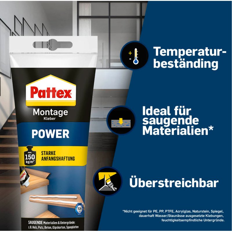 Pattex colle de montage POWER, blanc, tube 250 g