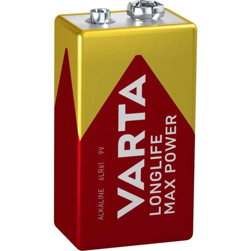 VARTA Alkaline 9V batterij Longlife Max Power, E-Block, 600 mAh