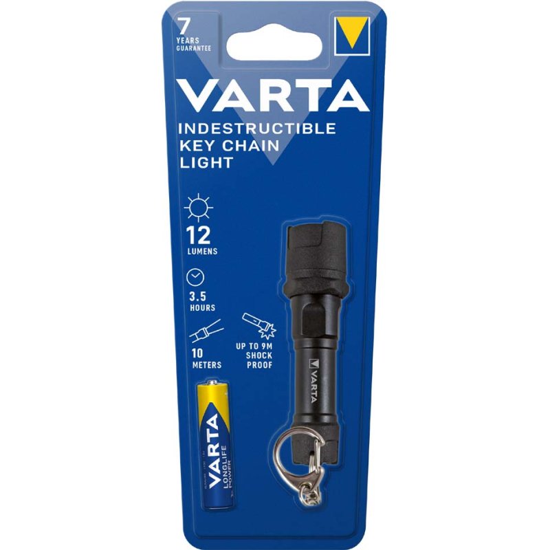 VARTA zaklamp Indestructible Key Chain, zwart, 12 lumen, met AAA batterij