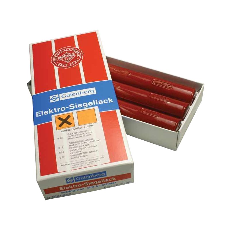 Gutenberg cire à cacheter électrique, rouge vermillon, 3 bâtons