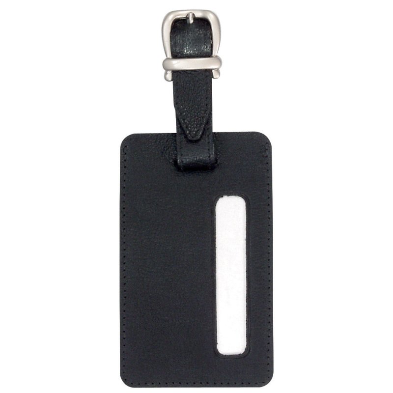 JSA leren bagagelabel, zwart, met venster, 70×115 mm