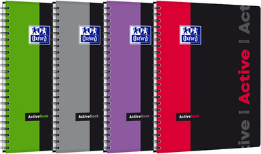 Oxford geruit studieschrift ACTIVEBOOK, A4+, 80 vel, 4-gaats gelocht