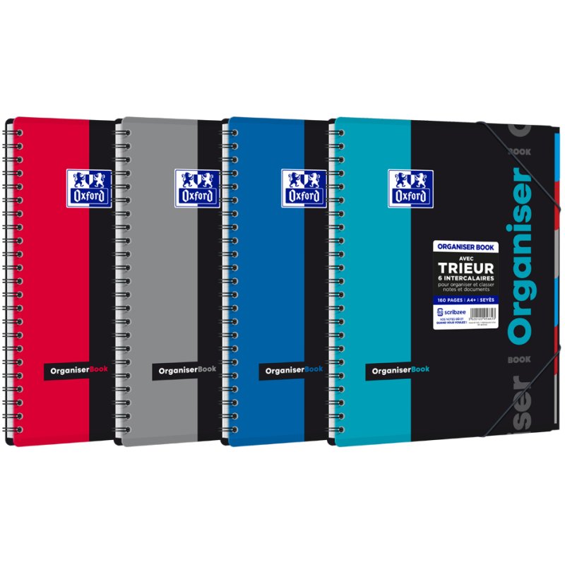 Oxford cahier d'étude ligné, A4+, 80 feuilles, perforé 4 trous