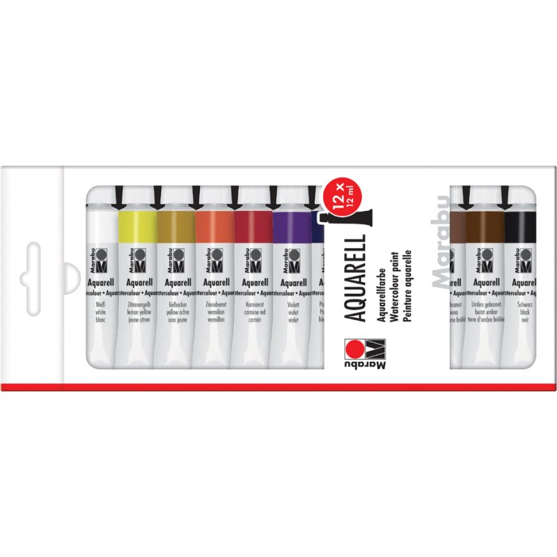 Marabu aquarelverf, 12 ml, set van 12 stuks, waterbasis