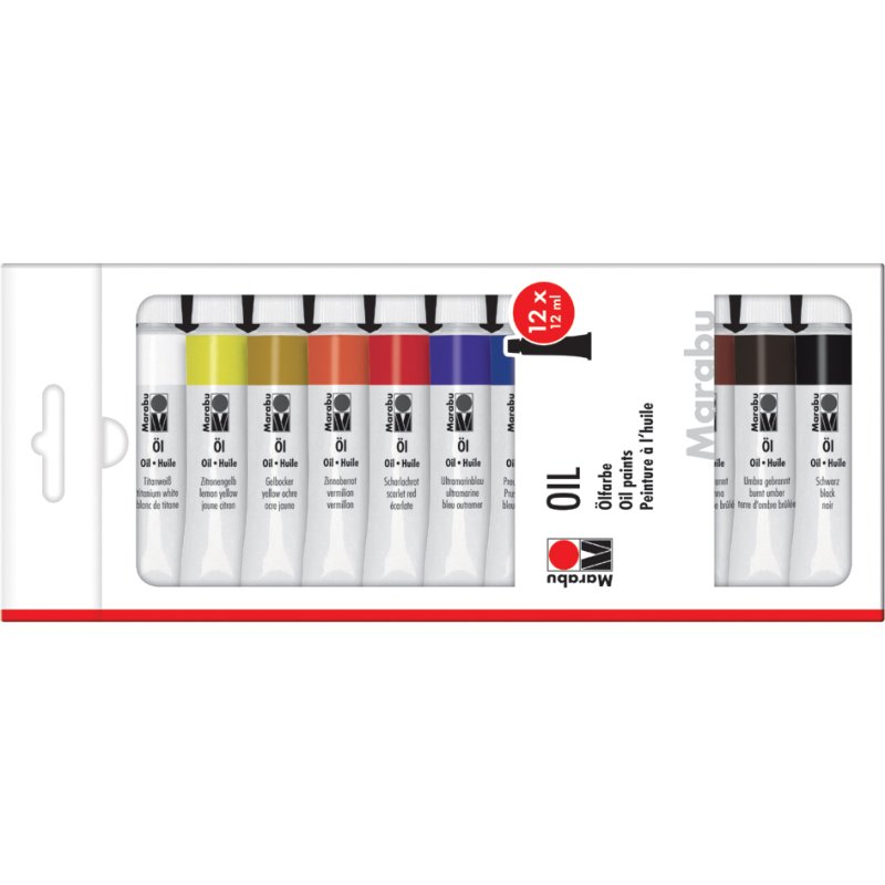 Marabu olieverf, 12 ml, set van 12 kleuren