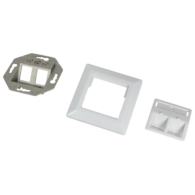 LogiLink Boîtier encastré professionnel Keystone, 2 modules, blanc pur, 80×80 mm