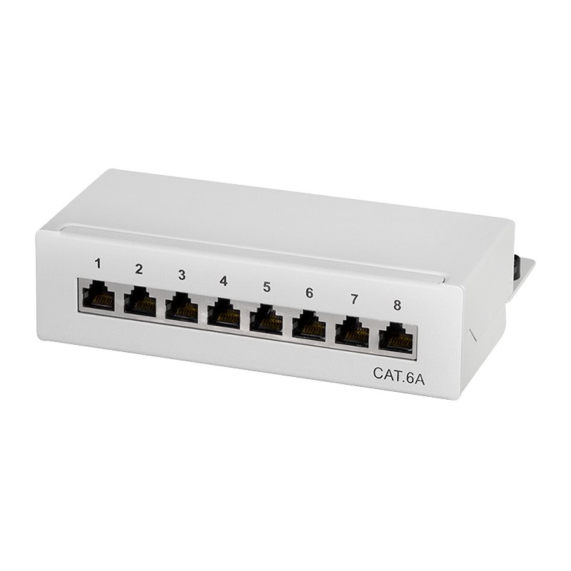 LogiLink Panneau de brassage professionnel Cat. 6A, 12 ports, gris clair
