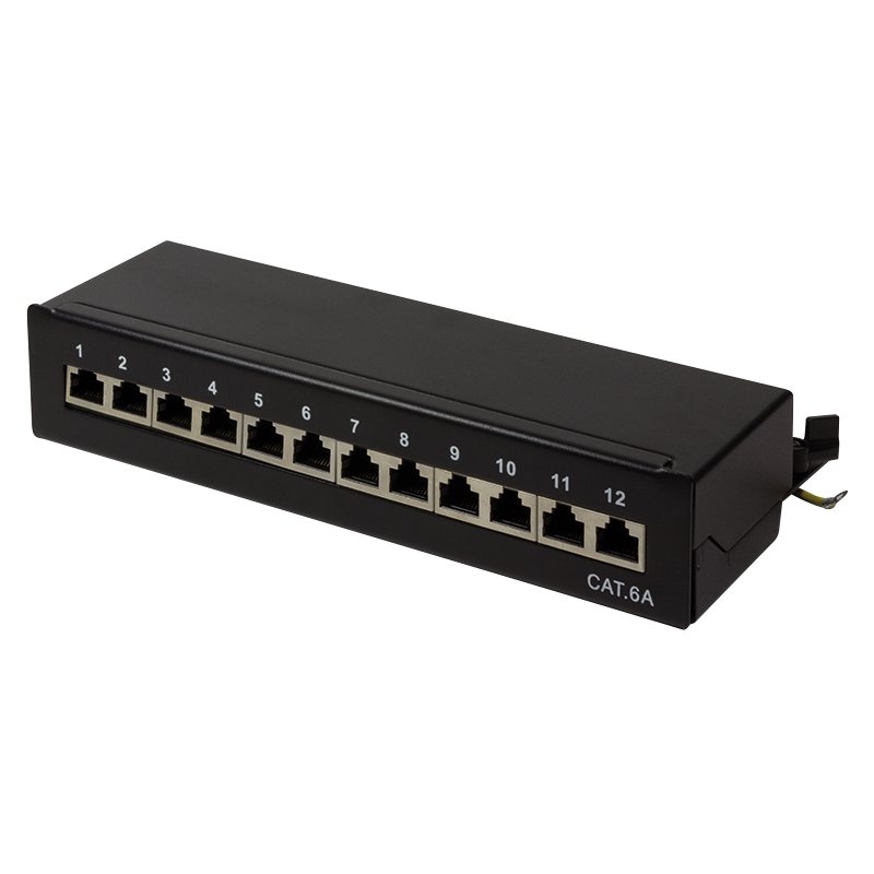 LogiLink Panneau de brassage professionnel Cat. 6A, 12 ports, gris clair