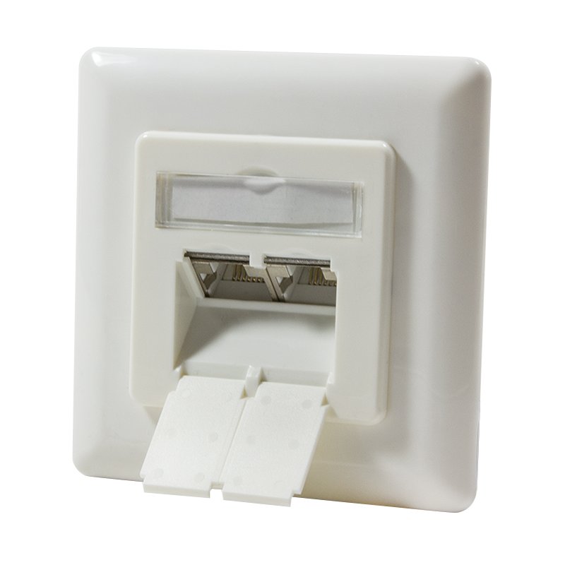 LogiLink Boîtier de connexion professionnel Cat. 6A, 2 × RJ45, blanc pur, montage encastrée