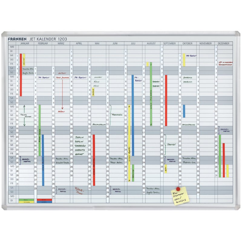 FRANKEN bandes de dates pour tableau de planification JK1203, blanc, 695 × 191 mm