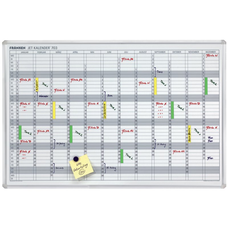 FRANKEN datumstroken voor planningsbord, transparant, zelfklevend, 420×140 mm