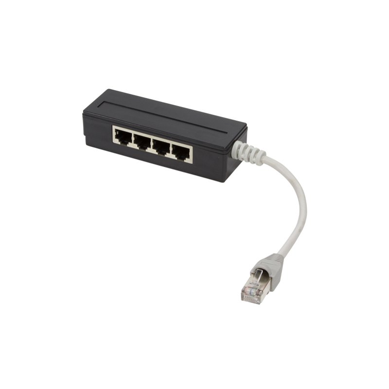 LogiLink RJ45-stekker, zwart, 4 x koppeling, kabellengte 175 mm