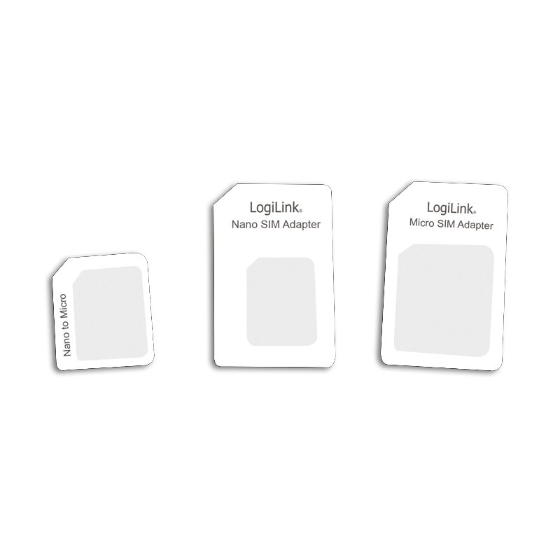 LogiLink SIM-kaartadapterset, wit, nano/micro/standaard, 3 adapters, incl. uitwerppin