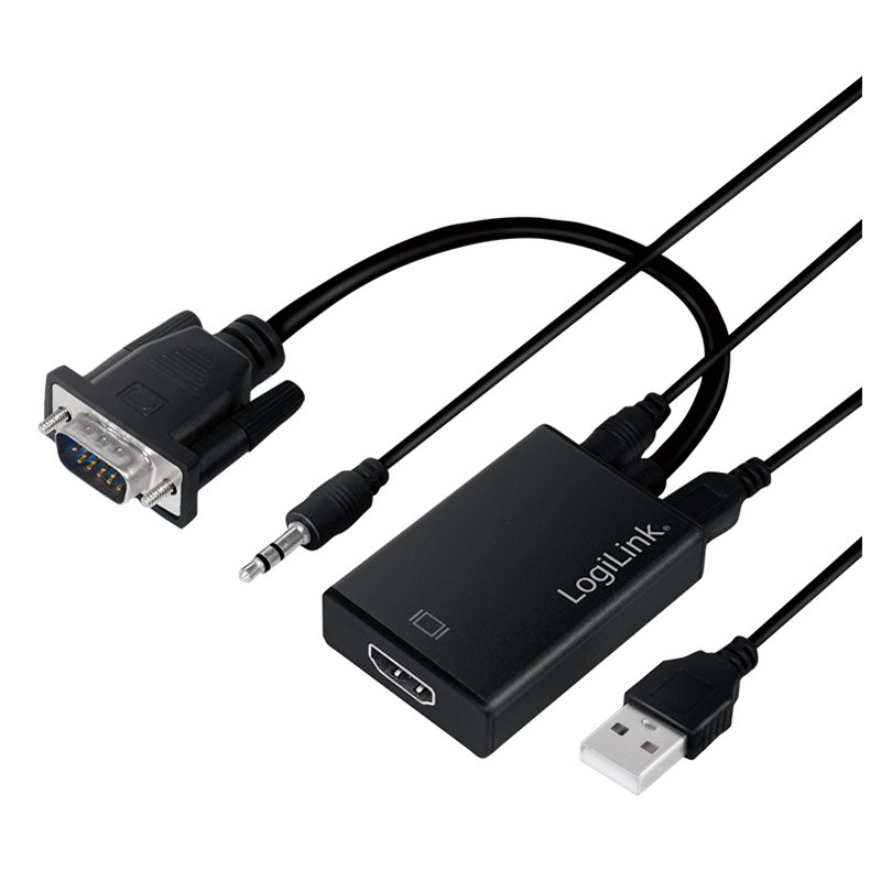 LogiLink VGA naar HDMI converter, 0,2 m, zwart