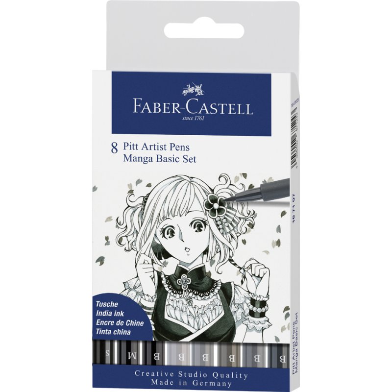Faber-Castell PITT artist pen fineliner set manga basic, 8 pièces