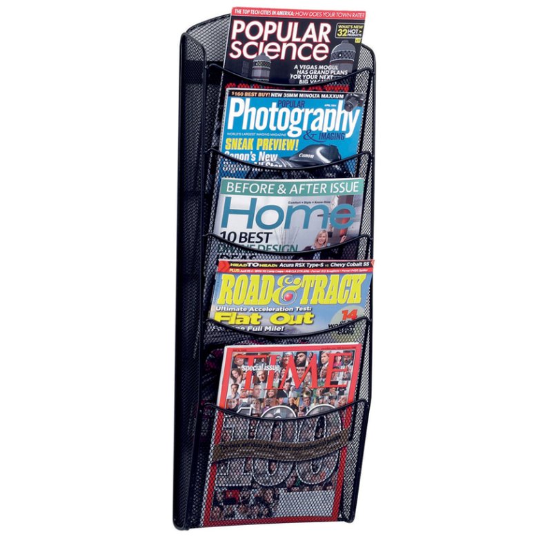 helit porte-revues mural pour 5 catalogues, format A4, noir, modèle haut